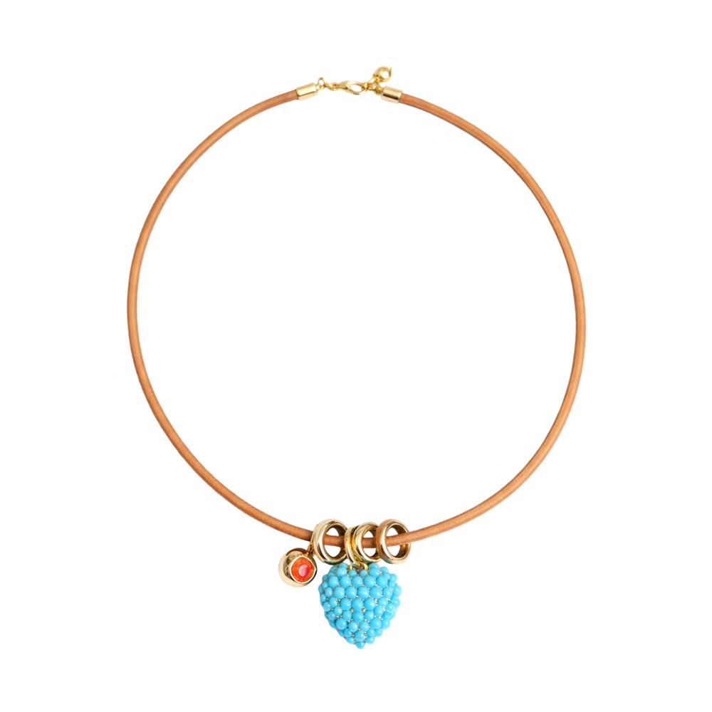 Roxanne Assoulin Women's Blue/Gold Leather Stone Slider Charm Necklace - Multi