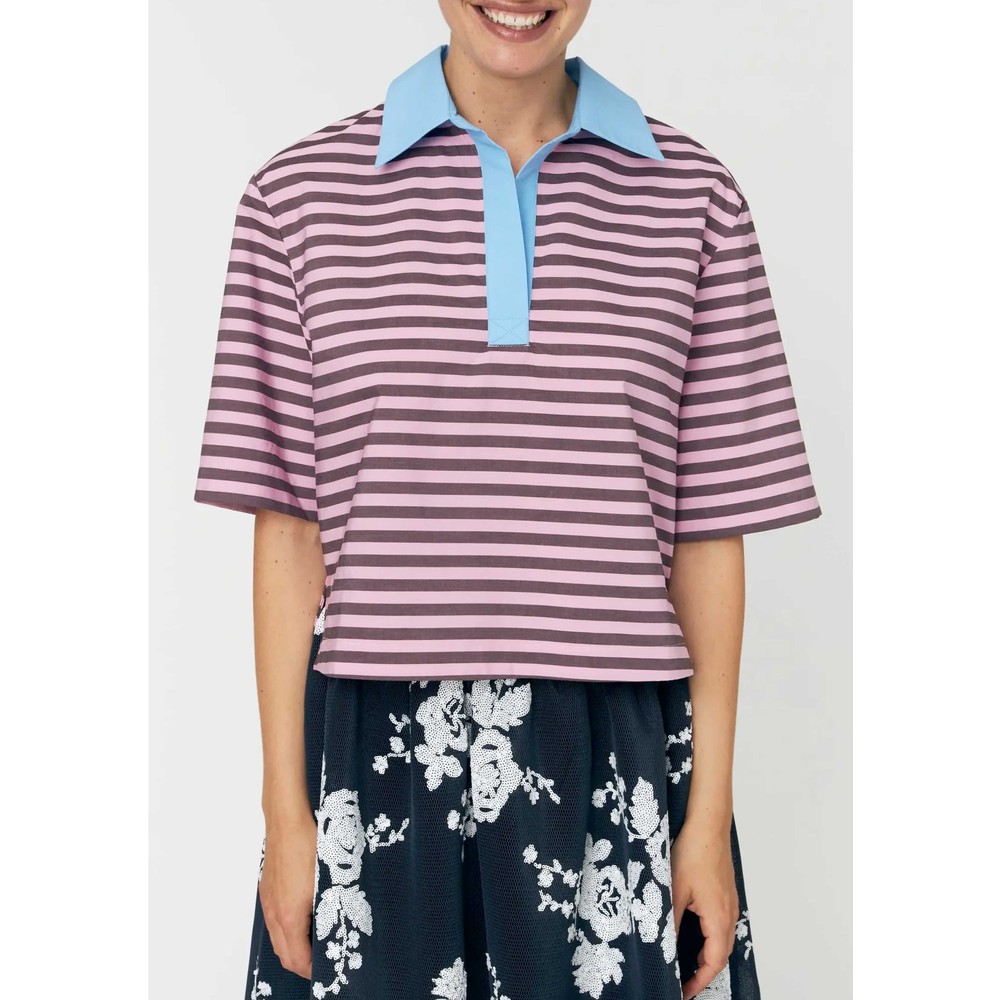 Stella Nova Women's Purple Striped Organic Cotton Shirt
