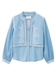 Ba&sh Laura Embroidered Blouse - Light Blue