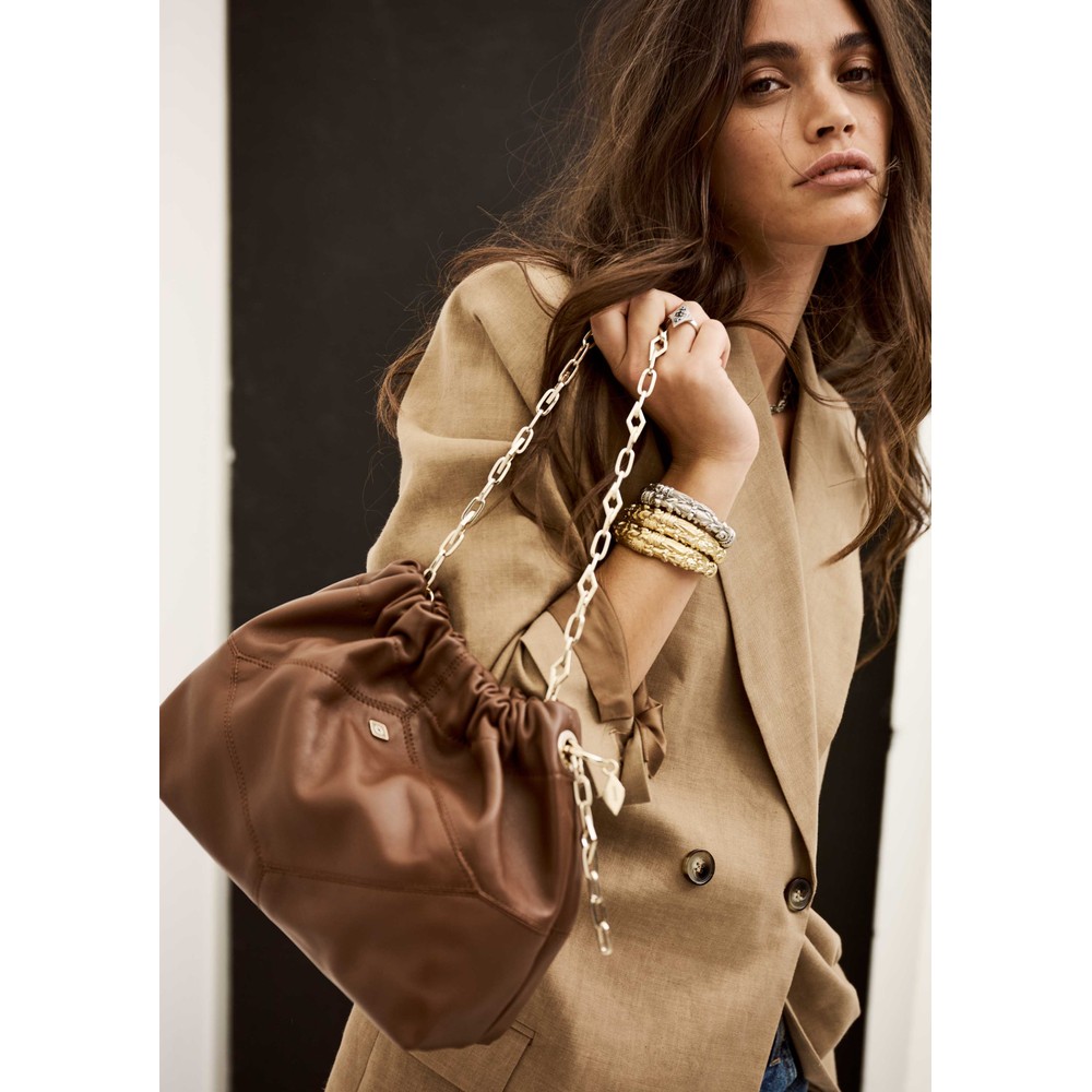Ba&Sh Women's Gold Mini Leather June Tote Bag - Marron
