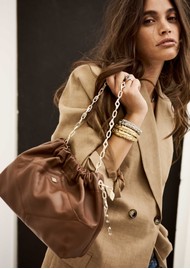 Ba&sh Mini Leather June Tote Bag - Marron