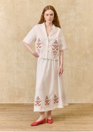 LOUISE MISHA Paola Organic Cotton Embroidered Skirt - Off White