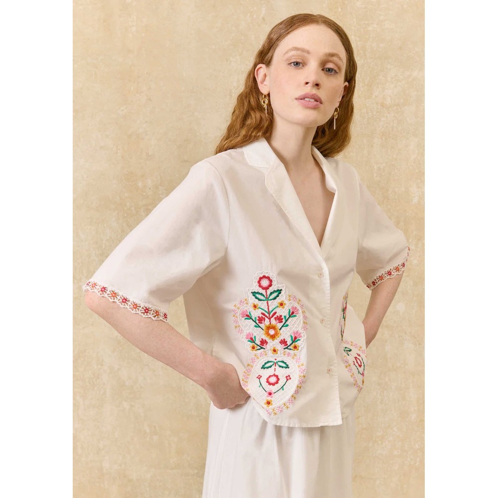 Louise Misha Women's White Emilius Organic Cotton Shirt - Off
