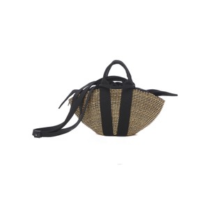 Mini Sophie Hstripe Straw Bag - Natural Black