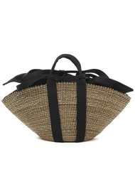 MUUN Sophie Hstripe Straw Bag - Natural Black
