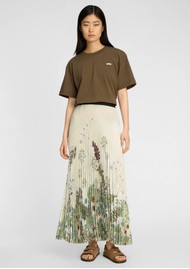 MUNTHE Taulla Pleated Maxi Skirt - Print Creme