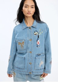 MUNTHE Braulia Denim Embroidered Jacket - Blue