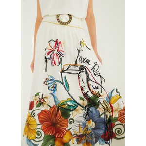 Tropi Embroidered Linen Maxi Skirt - Off White