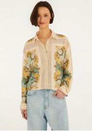 FARM RIO Sand Royal Sea Crochet Shirt - Royal Sea