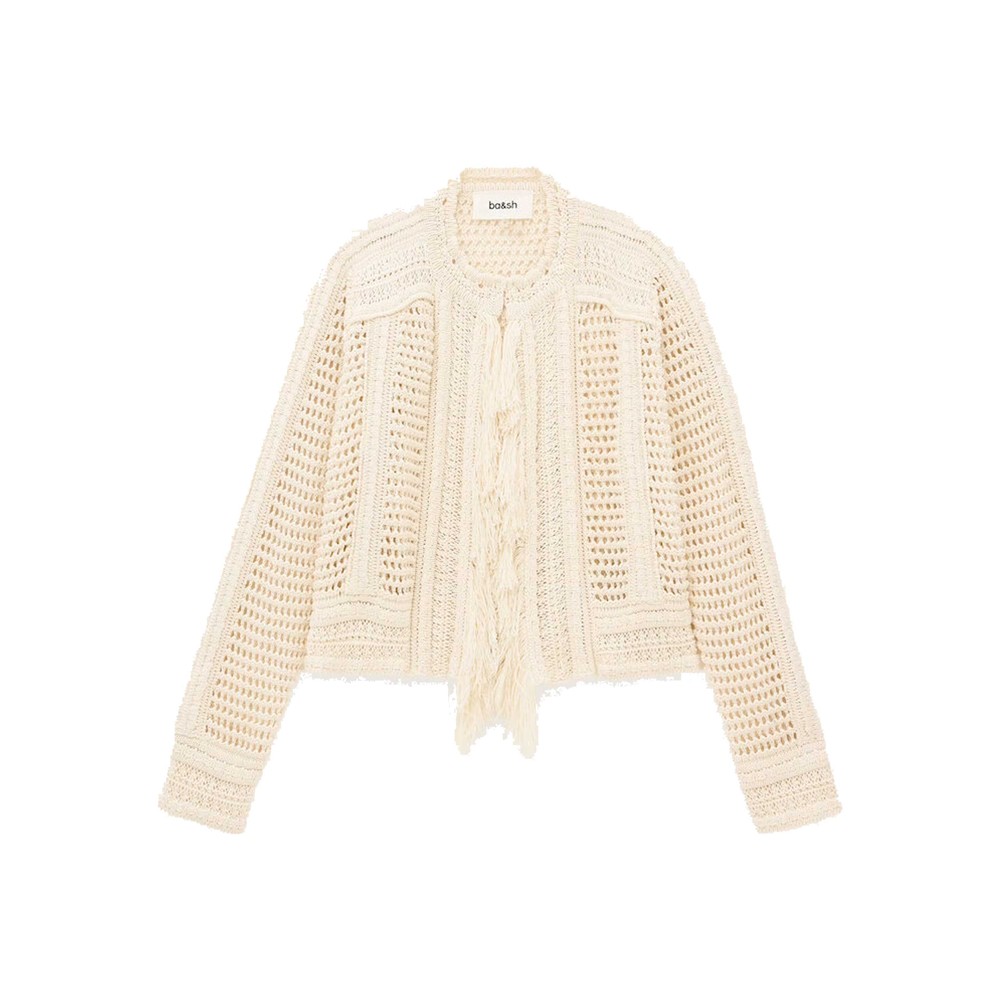 Ba&Sh Women's Bianca Fishnet Organic Cotton Cardigan - Ecru