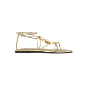 Caya Flat Leather Sandals - Gold