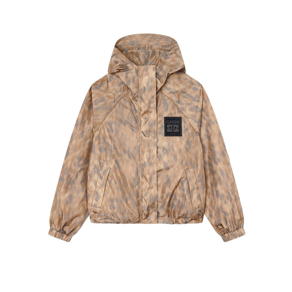 Ganni Women's Flyweight Nylon Hooded Jacket - Burro