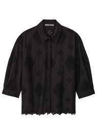 Ba&sh Muriel Broderie Anglais Shirt - Noir