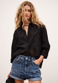 Ba&sh Muriel Broderie Anglais Shirt - Noir