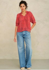 M.A.B.E Ari Short Sleeve Blouse - Red
