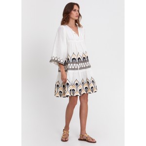 Embroidered Mini Dress - White/Black