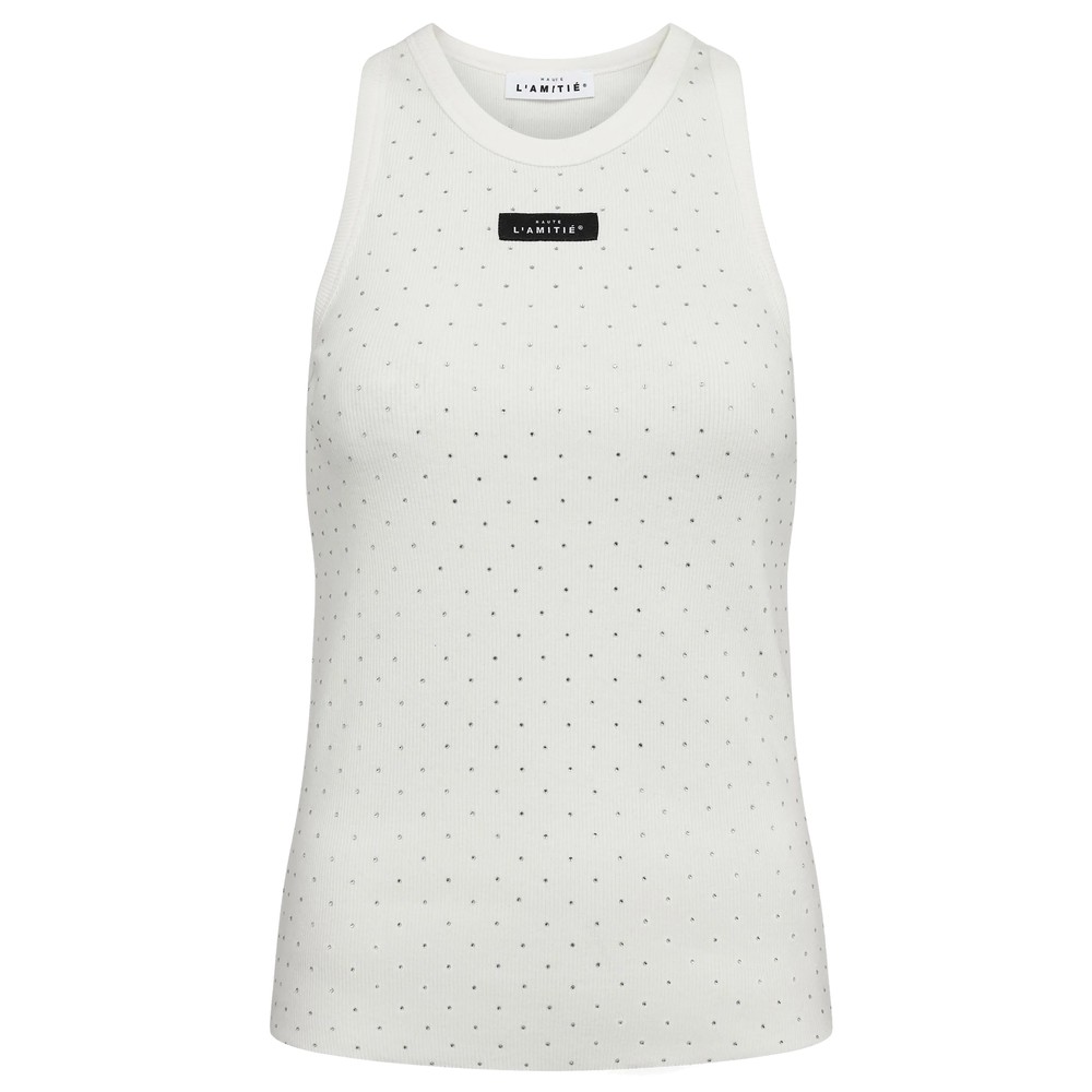HAUTE LAMITIE Ribbed Badge Stone Tank Top - Off White