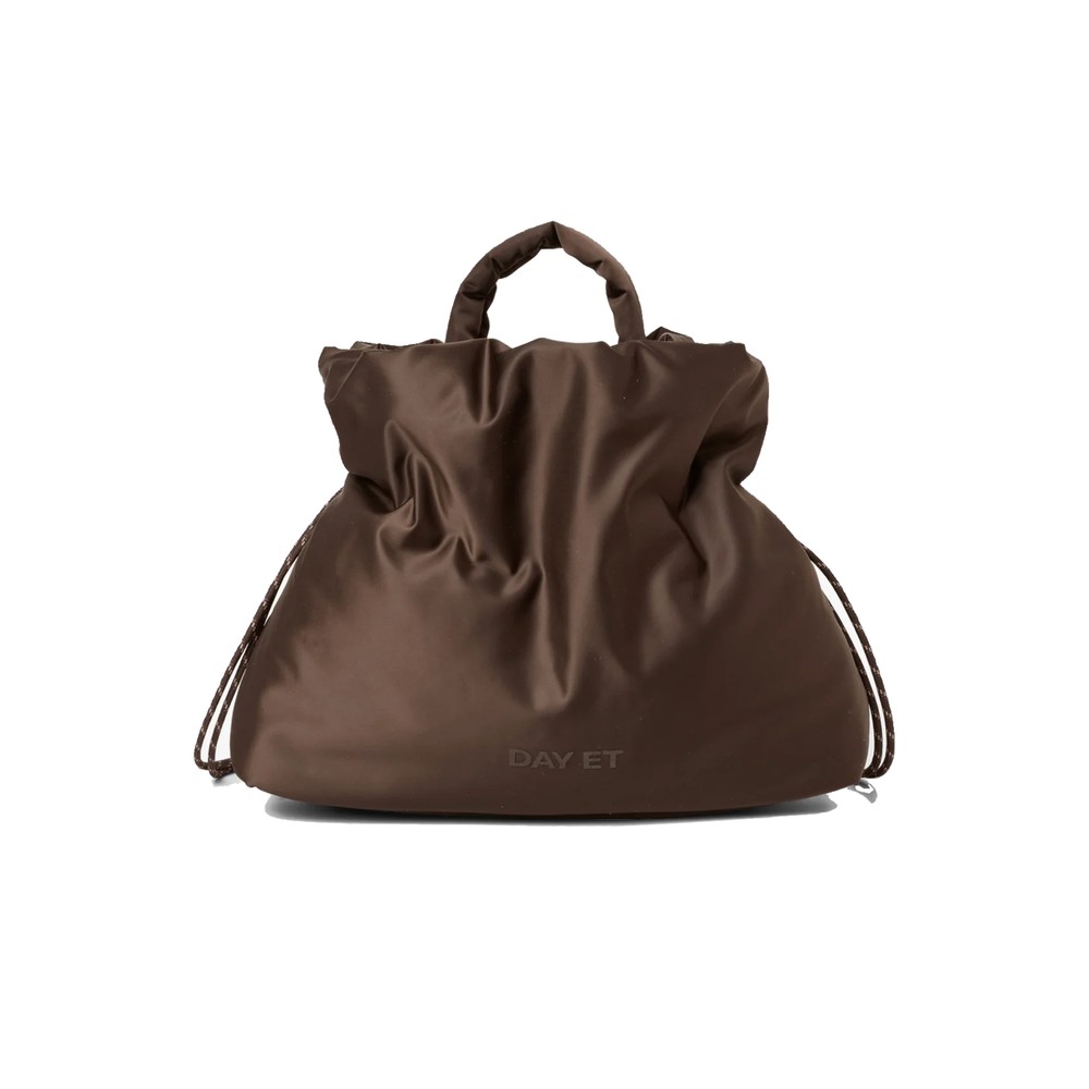 DAY ET Small Soft Satin Drawstring Crossbody Bag - Coffee Bean