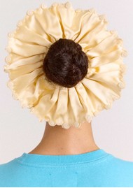 DAMSON MADDER Button Satin Scrunchie - Yellow