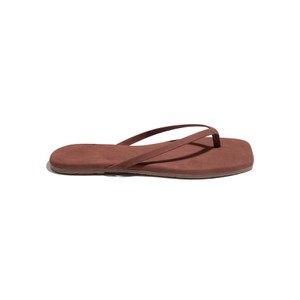 Lily Square Toe Suede Flip Flops - Bourbon