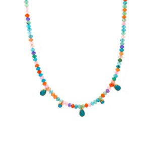 Frida Beaded Charm Necklace - Gold/Multi