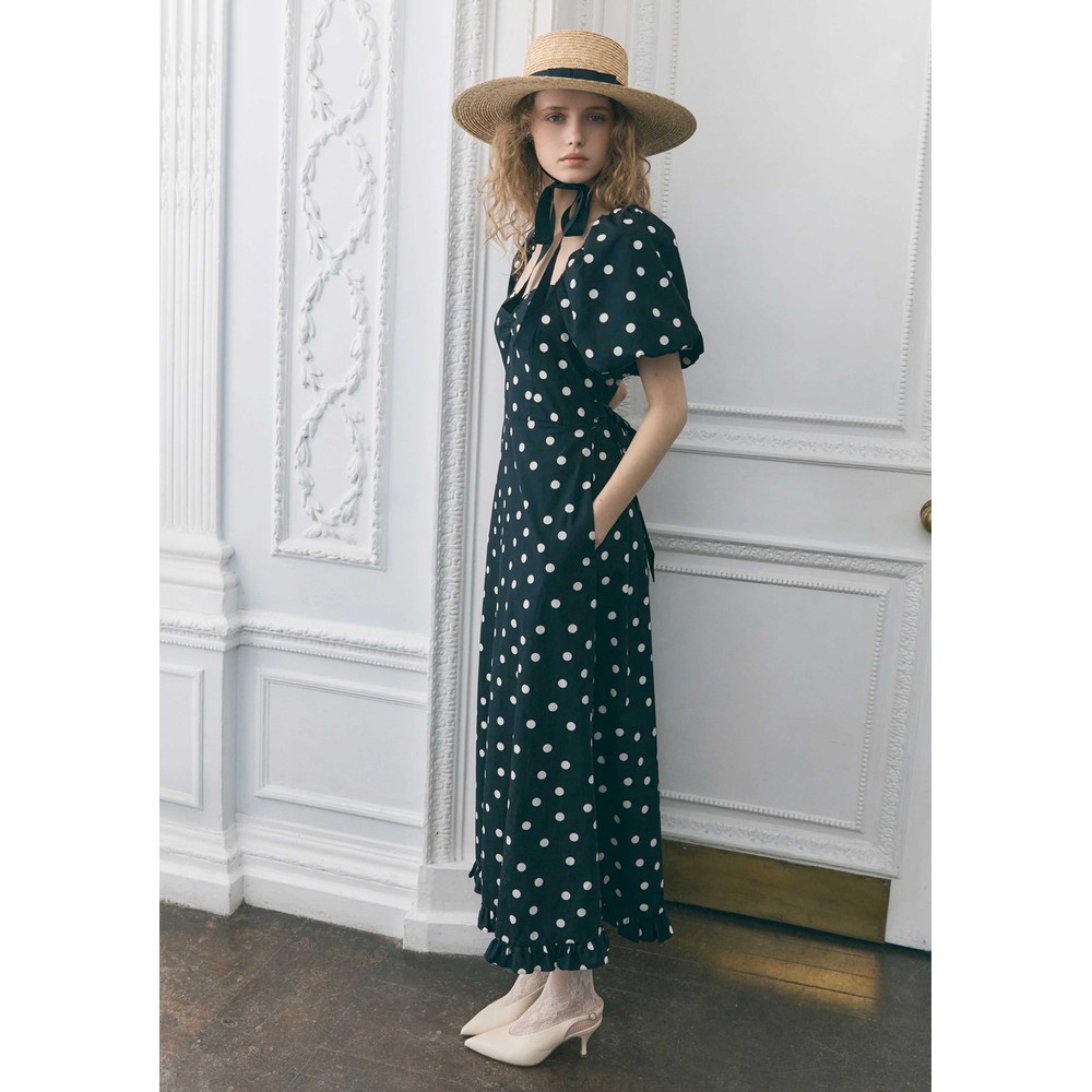 ワンピース ALGONQUINS ADDICTION archive JSK dress QUEENS OF ARCHIVE Atlanta Dress - Black Polka