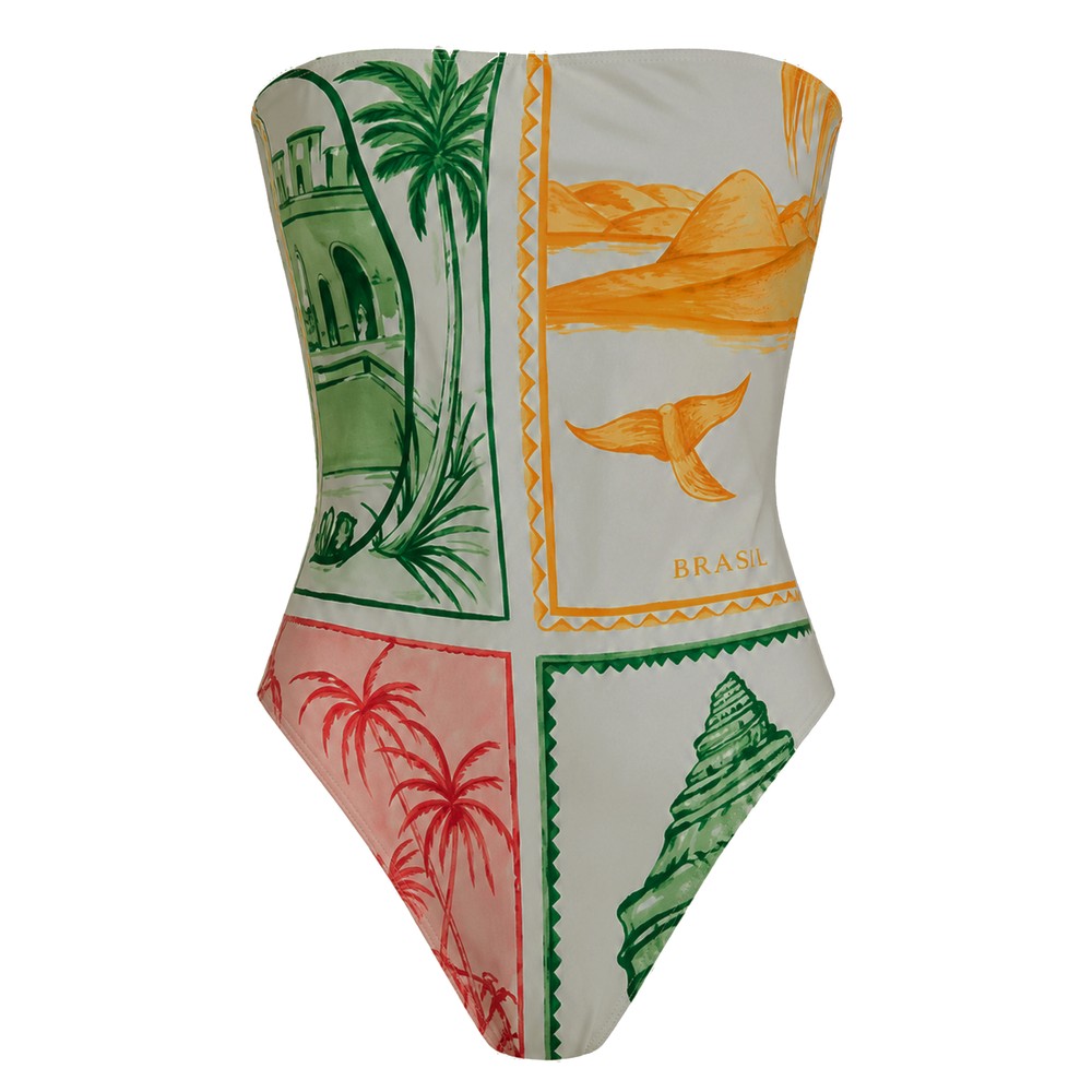 Farm Rio Women's White Brasil Vintage One Piece - Vintage
