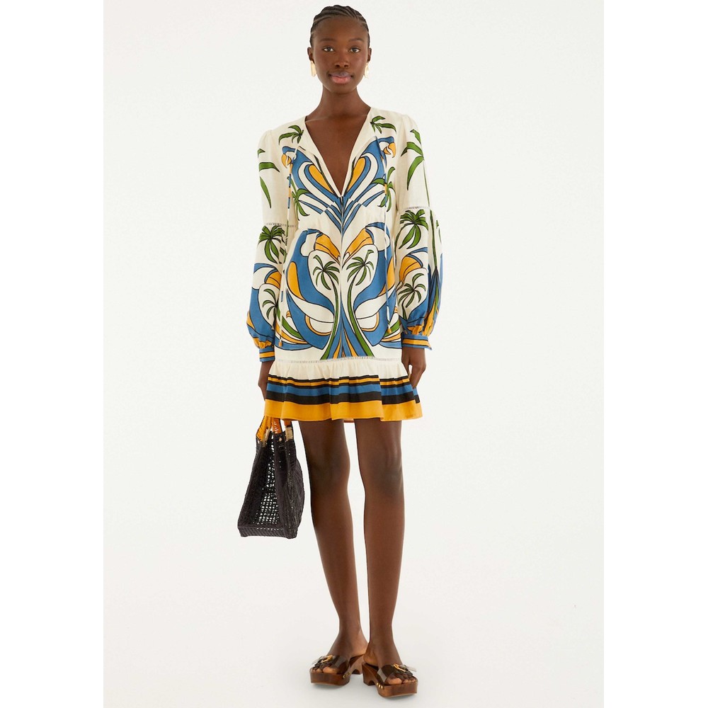 Farm Rio Women's Light Tropical Graphic Mini Dress - Tropical