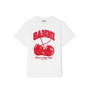 Cherry With Caviar Organic Cotton T-Shirt - Bright White