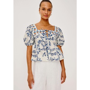 Presley Cotton Top - Ceramic Floral