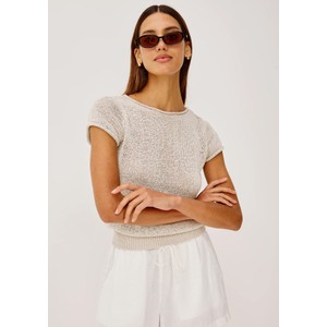 Cady Linen Blend Knit Top - Stone