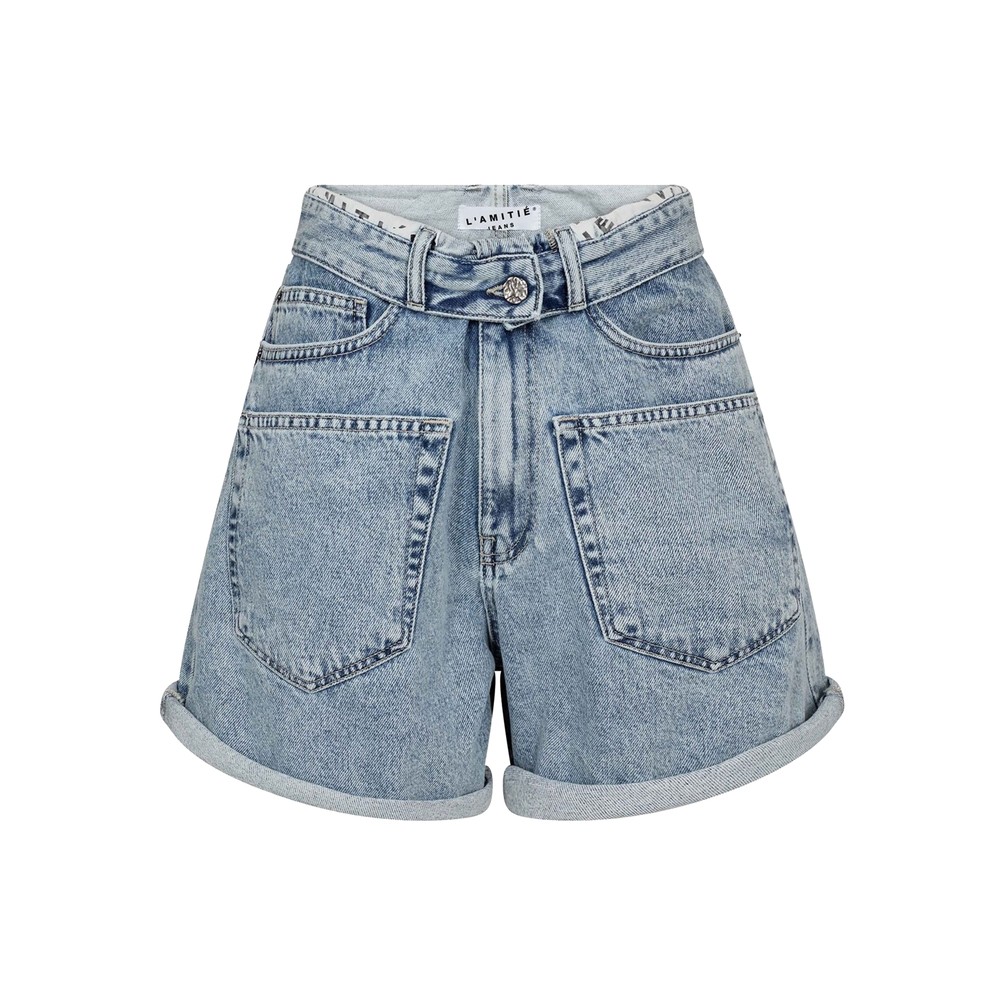 HAUTE LAMITIE Flip Waist Shorts - Bleached Denim