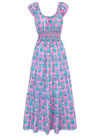 PINK CITY PRINTS Rah Rah Organic Cotton Dress - Lilac Buta