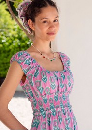 PINK CITY PRINTS Rah Rah Organic Cotton Dress - Lilac Buta
