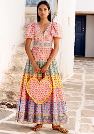 PINK CITY PRINTS Zizi Organic Cotton Maxi Dress - Rainbow Mix