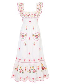 PINK CITY PRINTS Pippa Organic Cotton Dress - Rose Cross Stitch