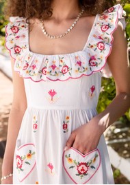 PINK CITY PRINTS Pippa Organic Cotton Dress - Rose Cross Stitch