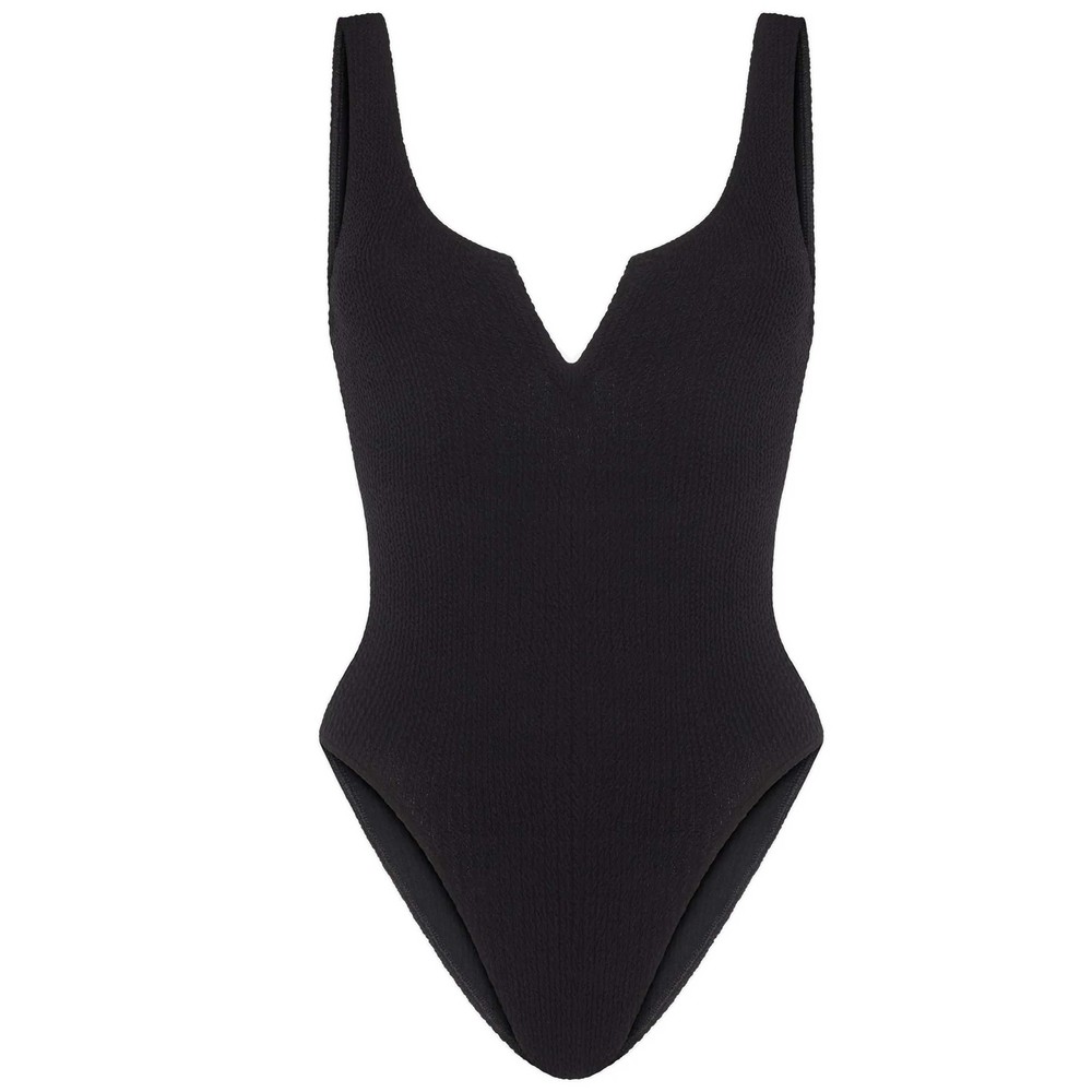 Sorbet Island Women's Black Ava One Piece Crinkle Swimsuit - Liquorice