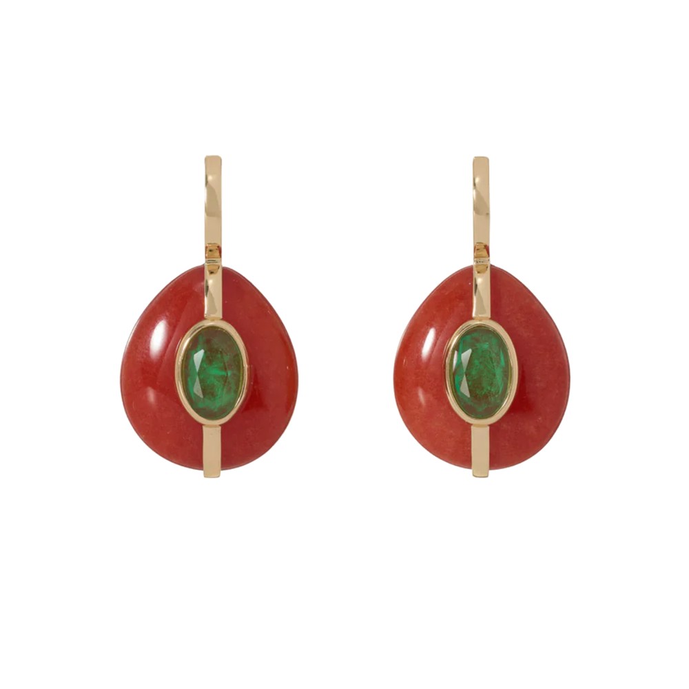 Roxanne Assoulin Women's Gold/Red The Stone Pebble Earrings - Carnelian