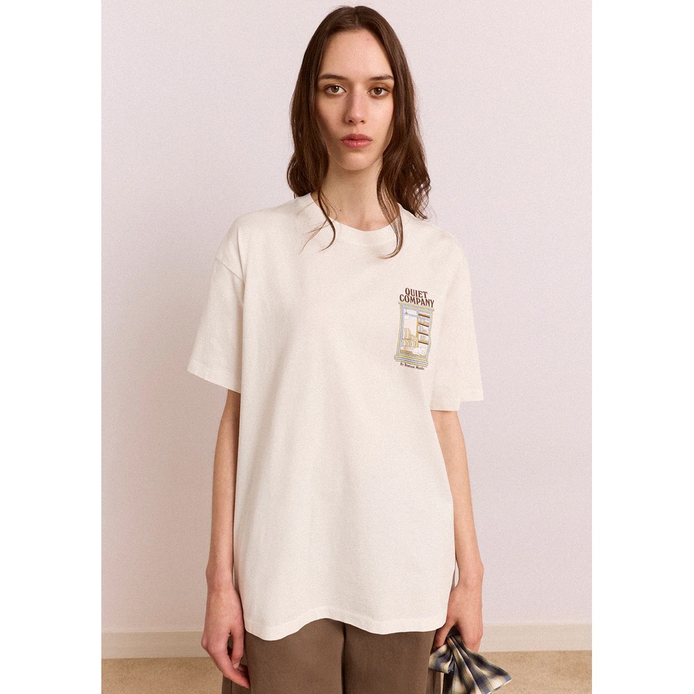 DAMSON MADDER Quiet Company Organic Cotton Tee - Ecru