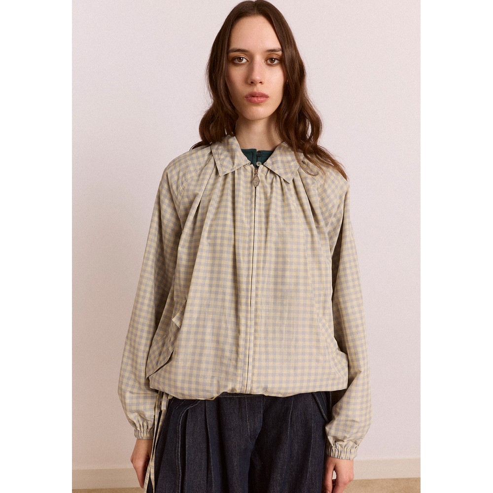 DAMSON MADDER Lilah Bomber Jacket - Oyster Gingham