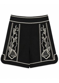 SCARLETT POPPIES Yuvrel Embroidered Shorts - Black Papyrus