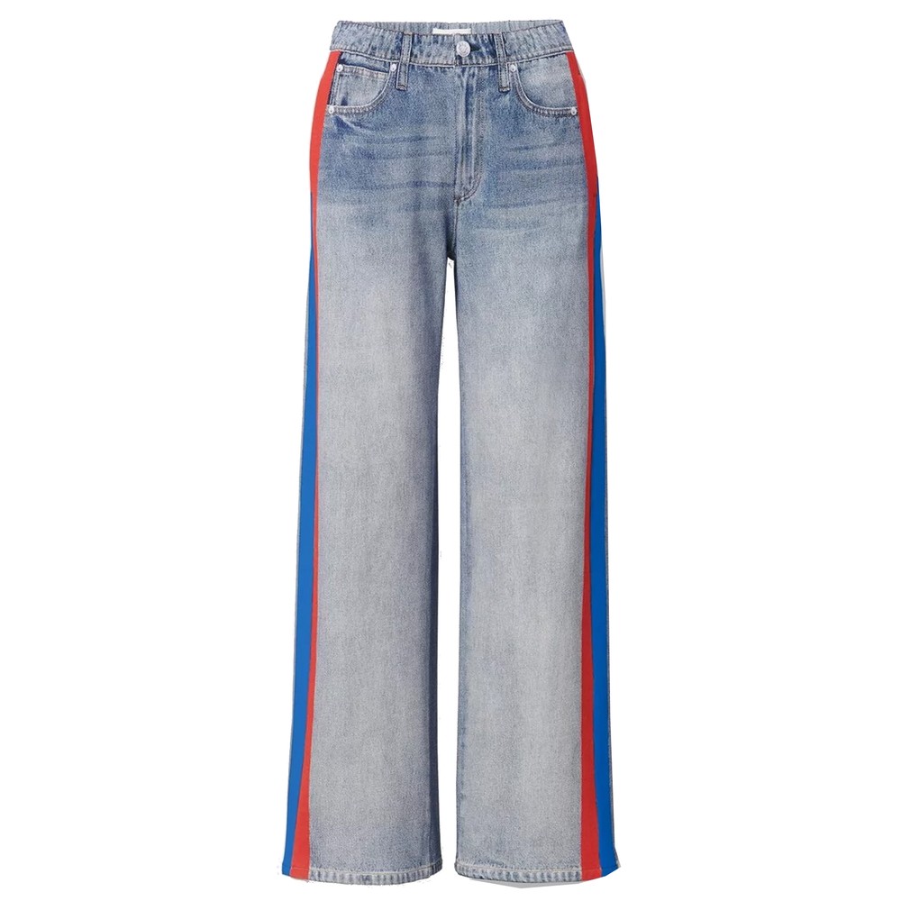 RAG & BONE rb Miramar Terry Wide Track Pants - Coney Blue Red Stripe