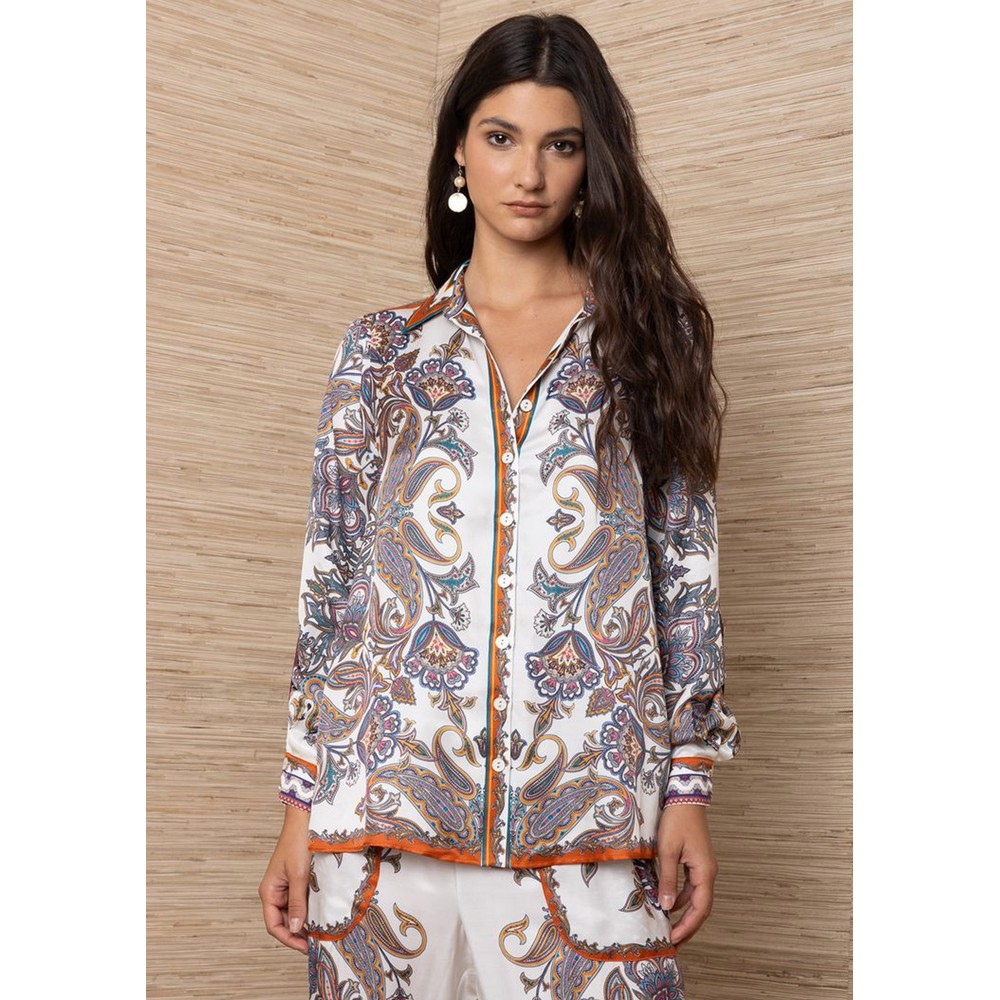Hale Bob Women's Ivory Printed Paisley Shirt