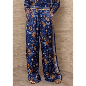 Celestial Print Wide Trousers - Navy