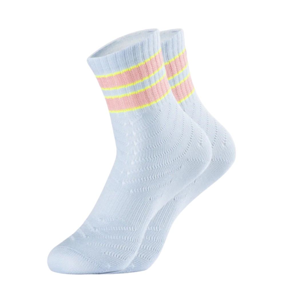 Ooley Women's Blue/Pink/Yellow Sporty Mesh Organic Cotton Socks - Neon Sky