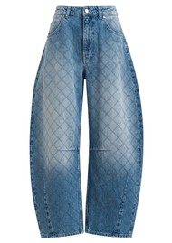 ESSENTIEL ANTWERP Katsu Diamond-Stitched Barrel Jeans - Aquamarine