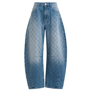 Katsu Diamond-Stitched Barrel Jeans - Aquamarine