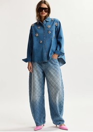 ESSENTIEL ANTWERP Katsu Diamond-Stitched Barrel Jeans - Aquamarine