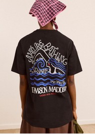 DAMSON MADDER Nature Bathing Graphic Organic Cotton Tee - Black